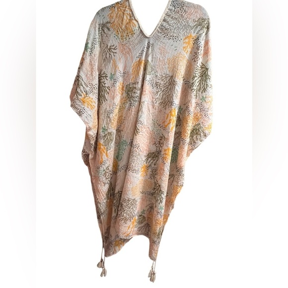 {EUC Pool to Party by Subtle Luxury Coverup Kaftan in Golden Afternoon Teal OS} - Picture 4 of 8